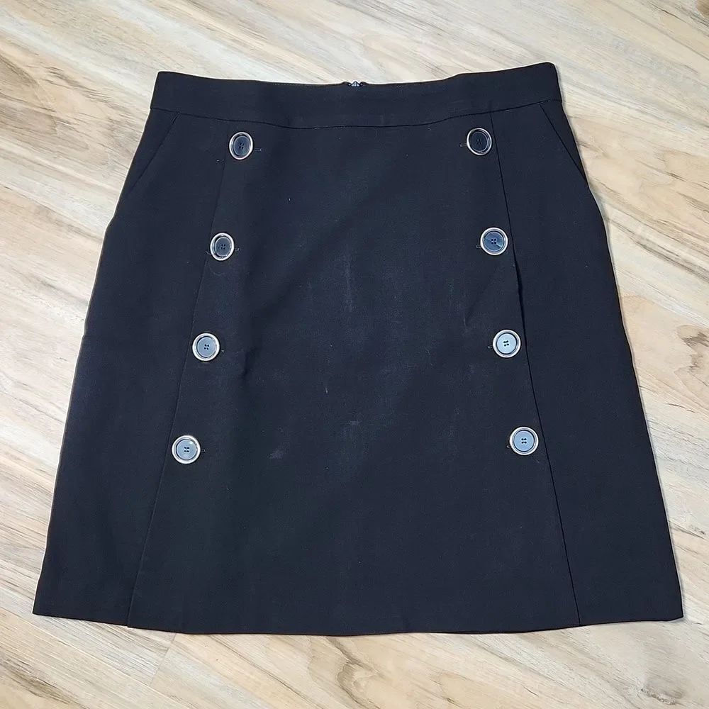 🔸️🔺️NWT Catherine Malandrino Black Buttoned Front Skirt w/Pockets Size 10